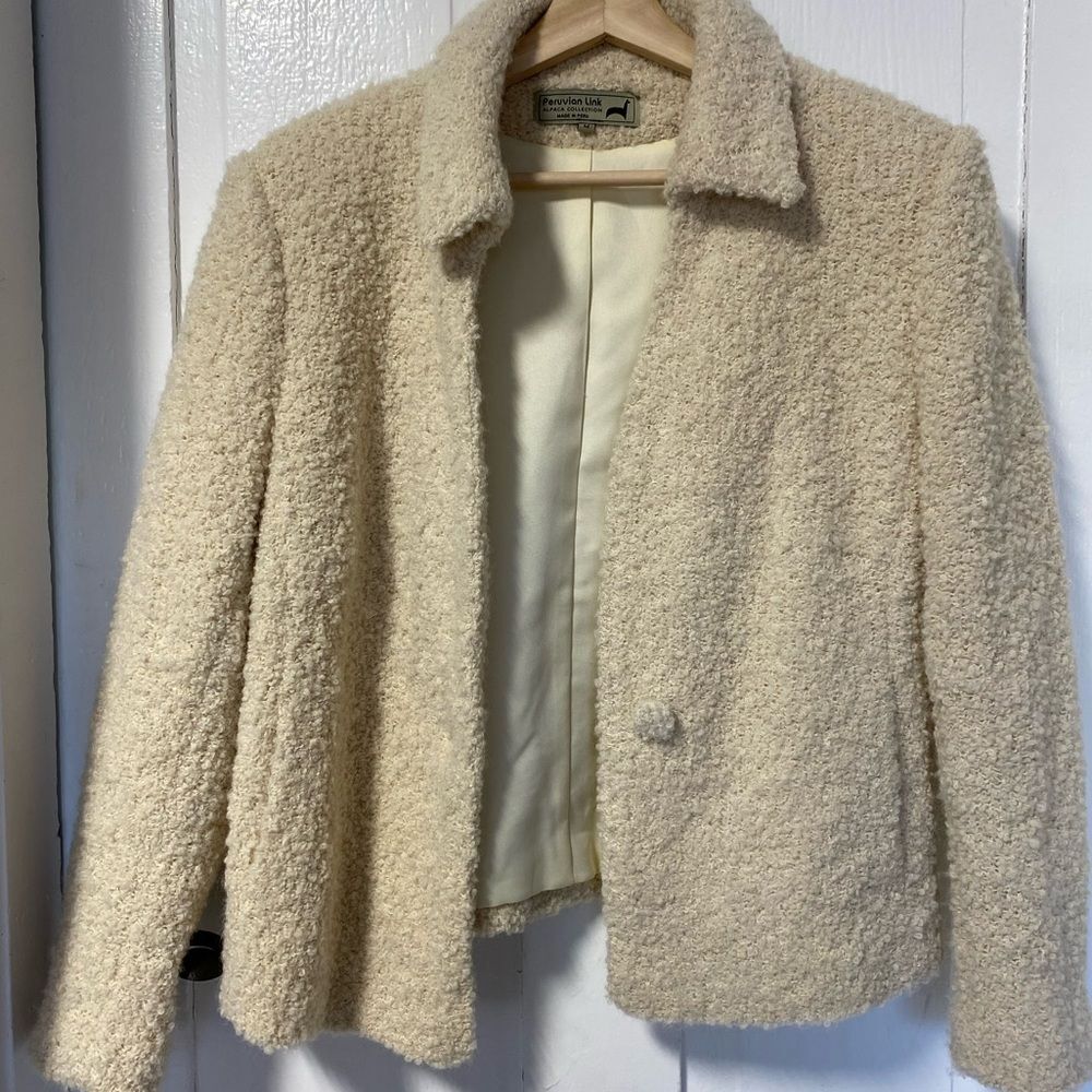 Peruvian Link Alpaca Collection butter yellow one button blazer size medium - Picture 3 of 9